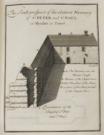 Lewis, Rev. John - The History and Antiquities as well Ecclesiastical as Civil, of the Isle of Thanet, in Kent. 2nd edition, with additions. engraved title pictorial vignette, mezzotint portrait frontispiece, 19 plates (